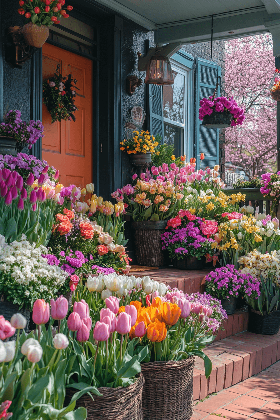23+ Easter Porch Decor Inspiration That Captures the Spirit of Spring 2 Flower Filled Entryway