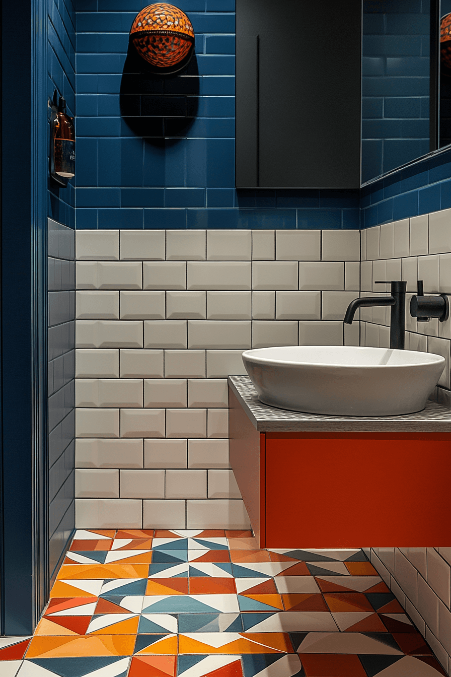 16+ Bathroom Tile Design Ideas That Add Style and Personality Instantly 2 Geometric Pattern Play