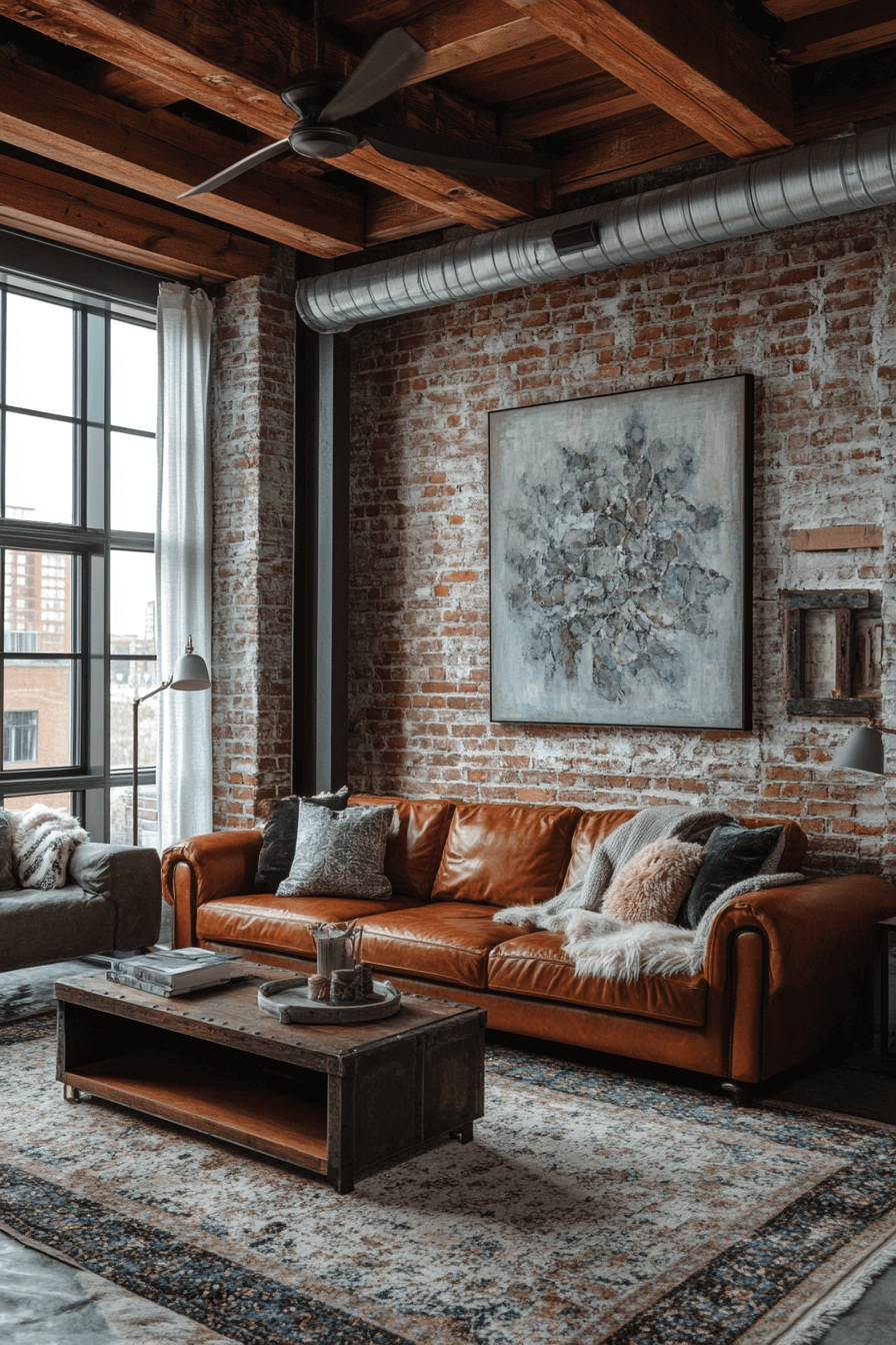 15+ Vintage Modern Living Room Inspiration That Blends Tradition and Trend 2 Industrial Warmth