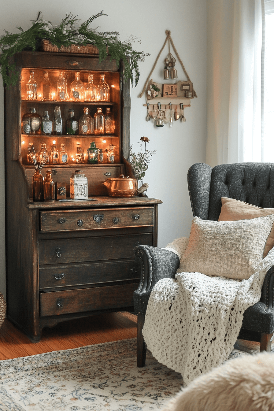 15+ Rustic Boho Witchy Bedroom Looks That Add Personality and Charm 2 Magical Apothecary Corner