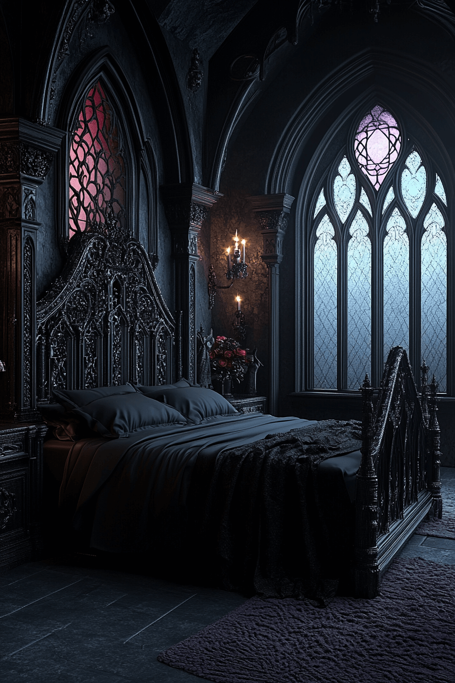 18+ Dark Aesthetic Decor Ideas That Highlight Texture and Character 2 Modern Gothic Bedroom Haven