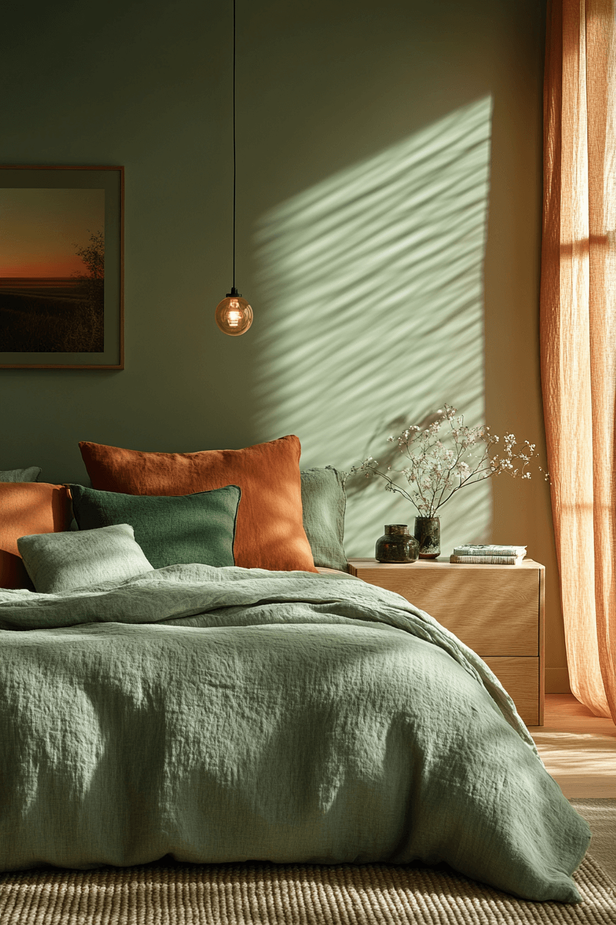 15+ Green and Terracotta Bedroom Ideas That Prove Natural Colors Inspire Serenity 2 Serene Minimalism In Green And Terracotta