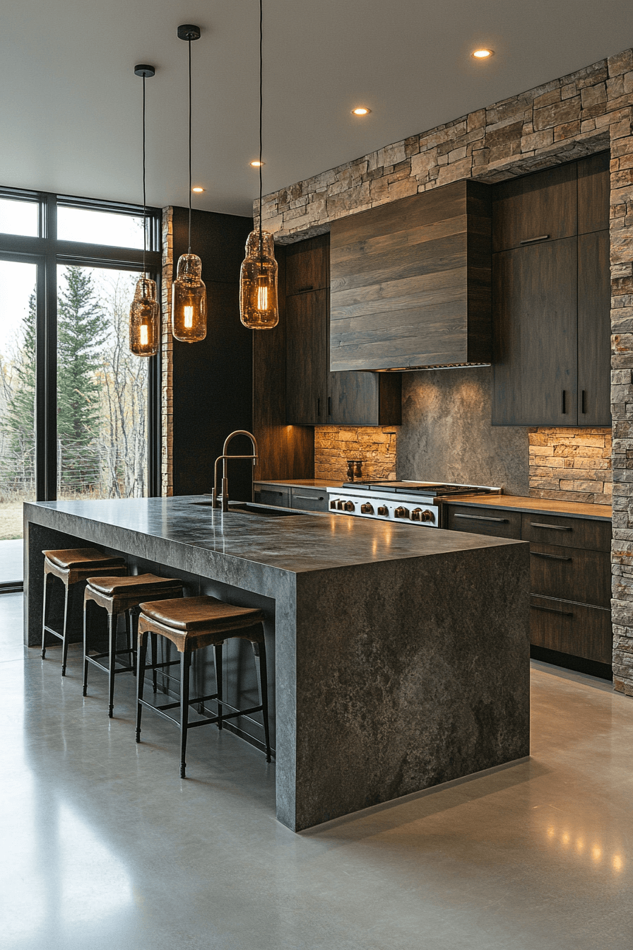 16+ Earthy Kitchen Ideas for a Budget-Friendly Organic Makeover 2 Stone Texture Kitchen