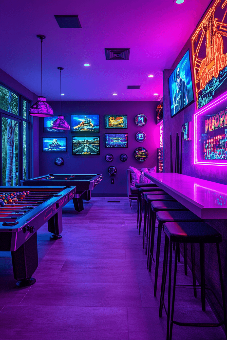 18+ Finished Basement Ideas That Elevate Storage and Style in One 2 Vibrant Game Room Setup