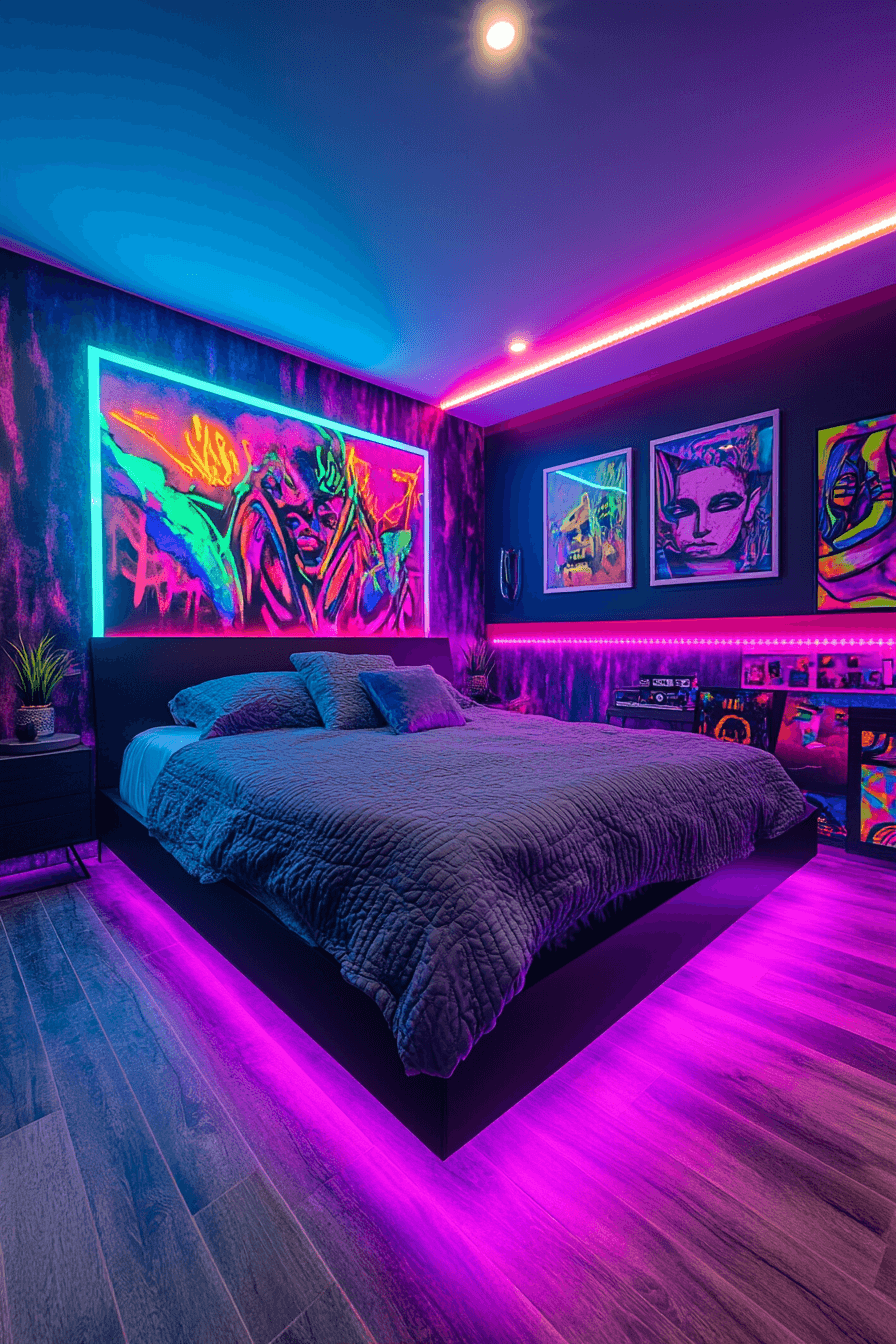 15+ Baddie Bedroom Designs for a Bold Glam Look 2 Vibrant Neon Baddie Escape
