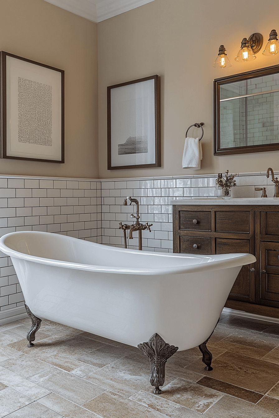 17+ Transitional Bathroom Design Looks That Make Any Home Shine 2 Vintage Modern Fusion Bathroom