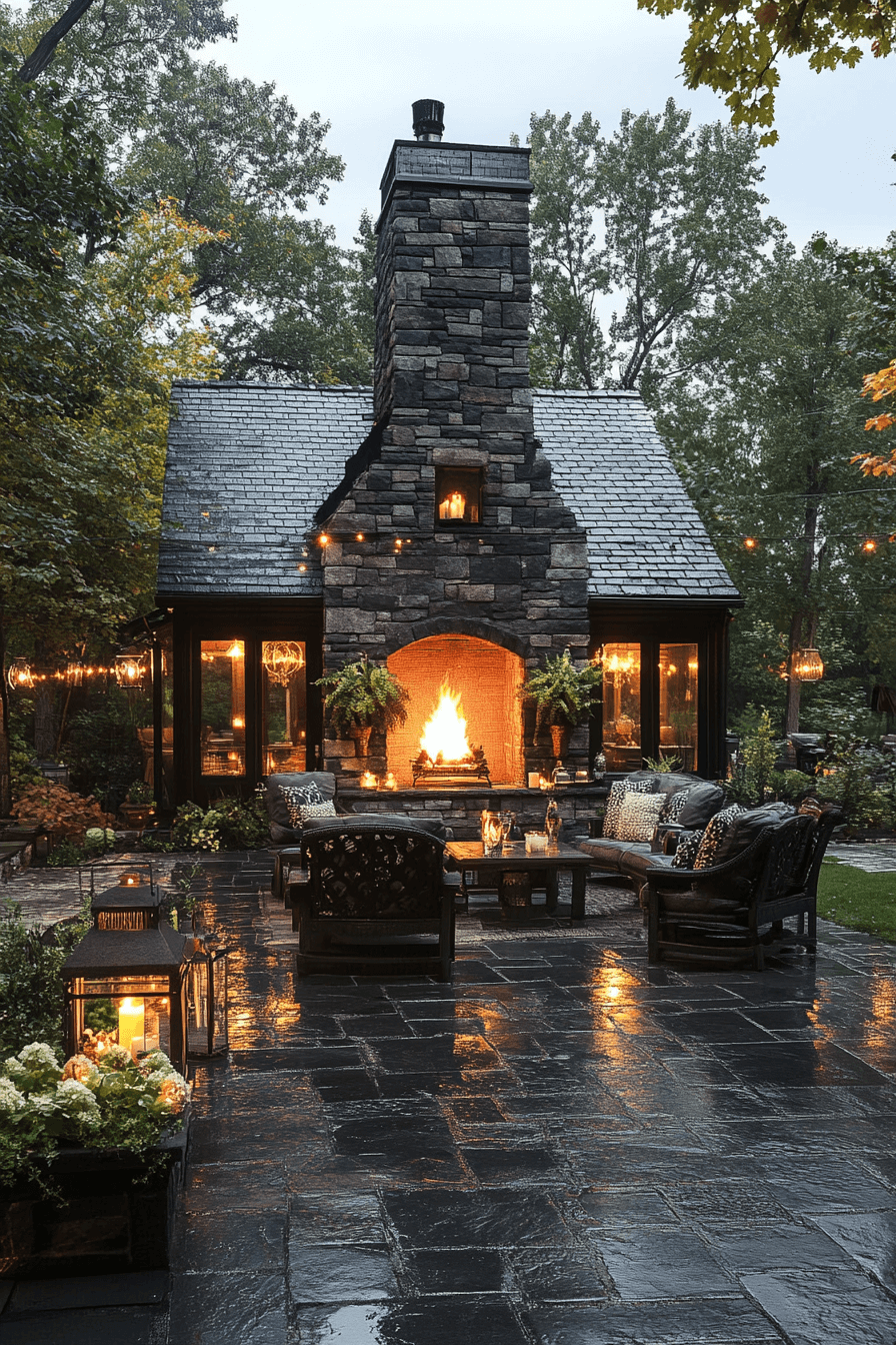 18+ Dark Aesthetic Decor Ideas That Highlight Texture and Character 20 Chic Dark Patio Escape