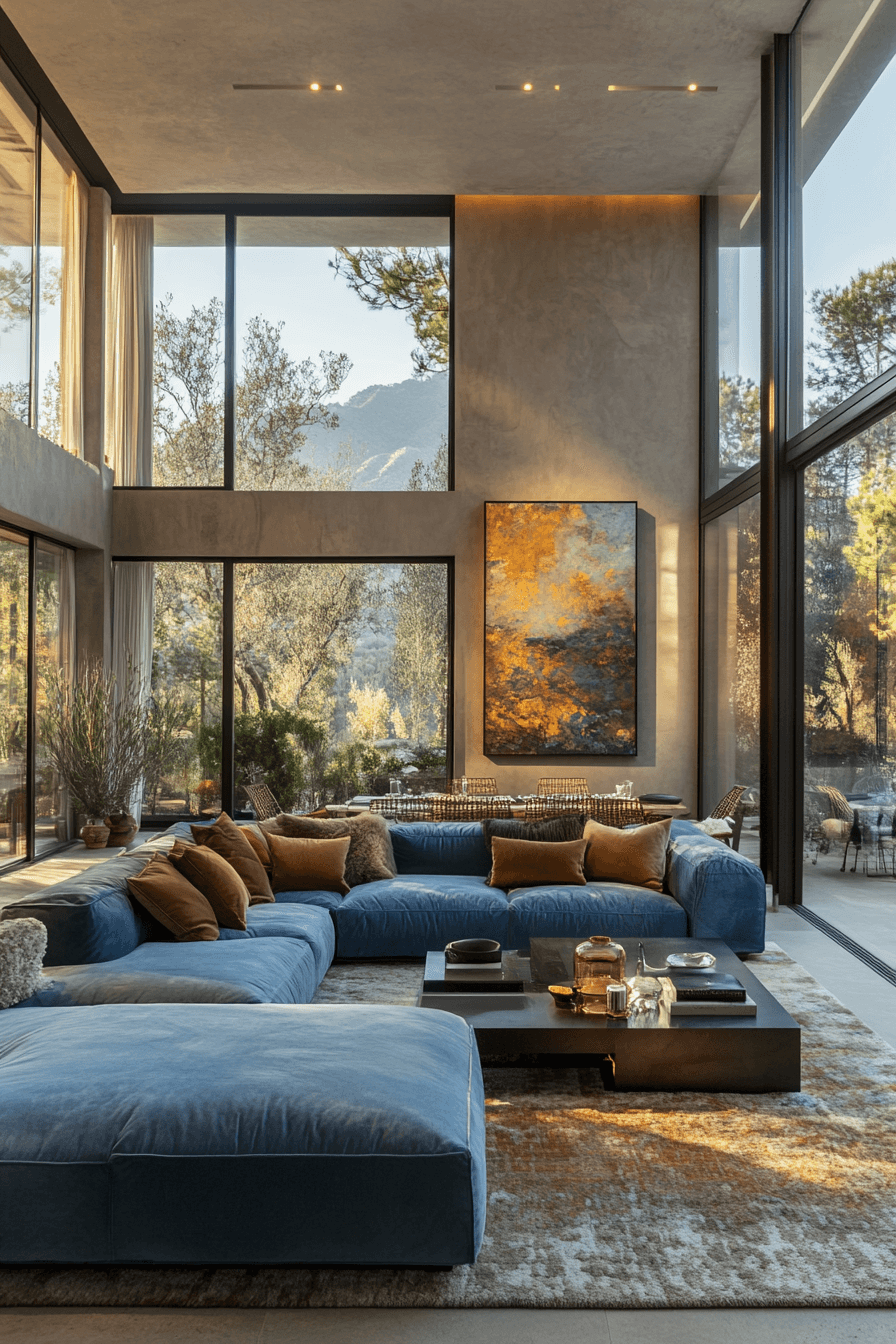 28+ Blue Couch Living Room Looks That Capture Bold Sophistication 20 Large Blue Sofa Living Space