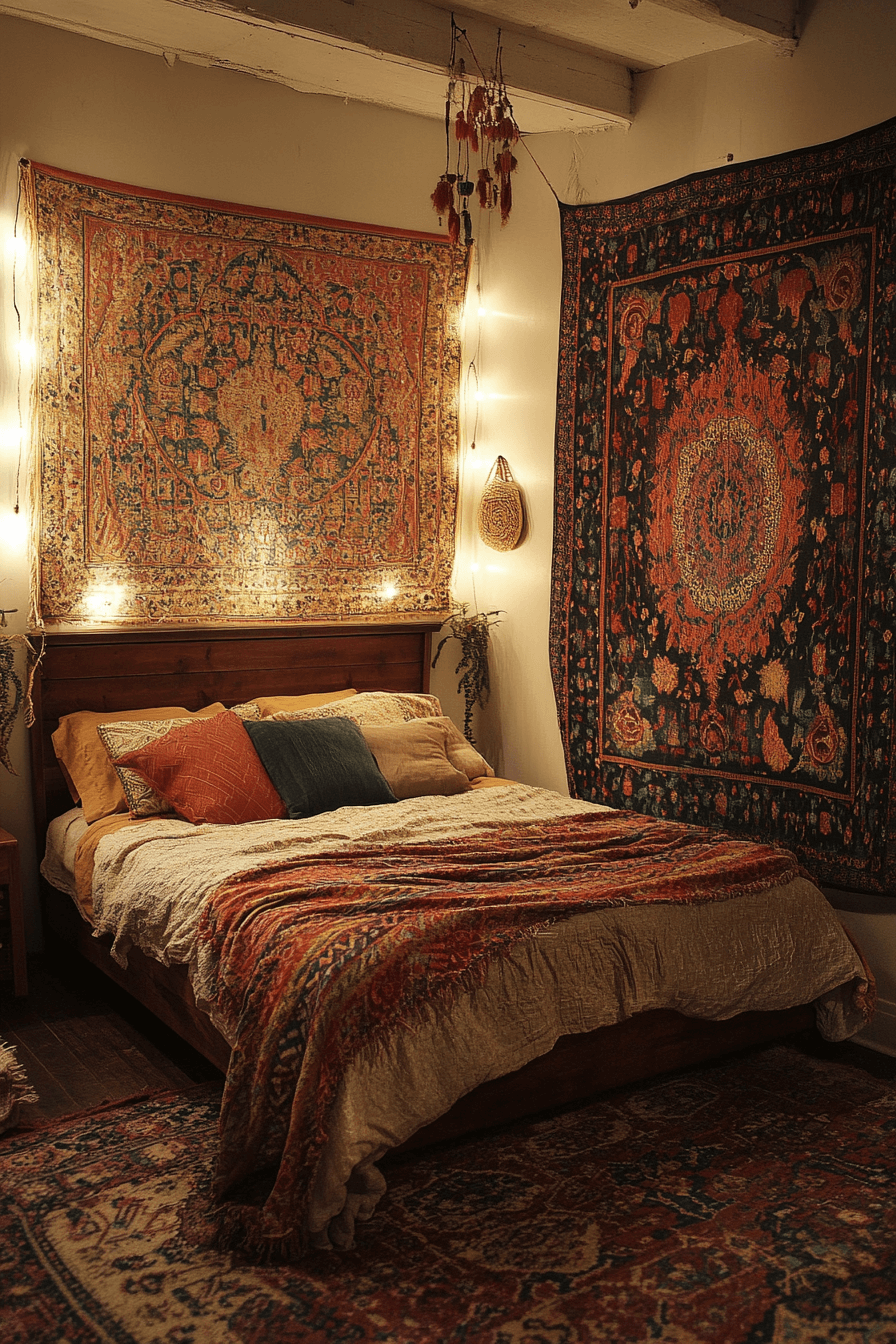 18+ Boho Bedroom With Curtain Lights That Turn Simplicity Into Style 20 Textural Boho Glow