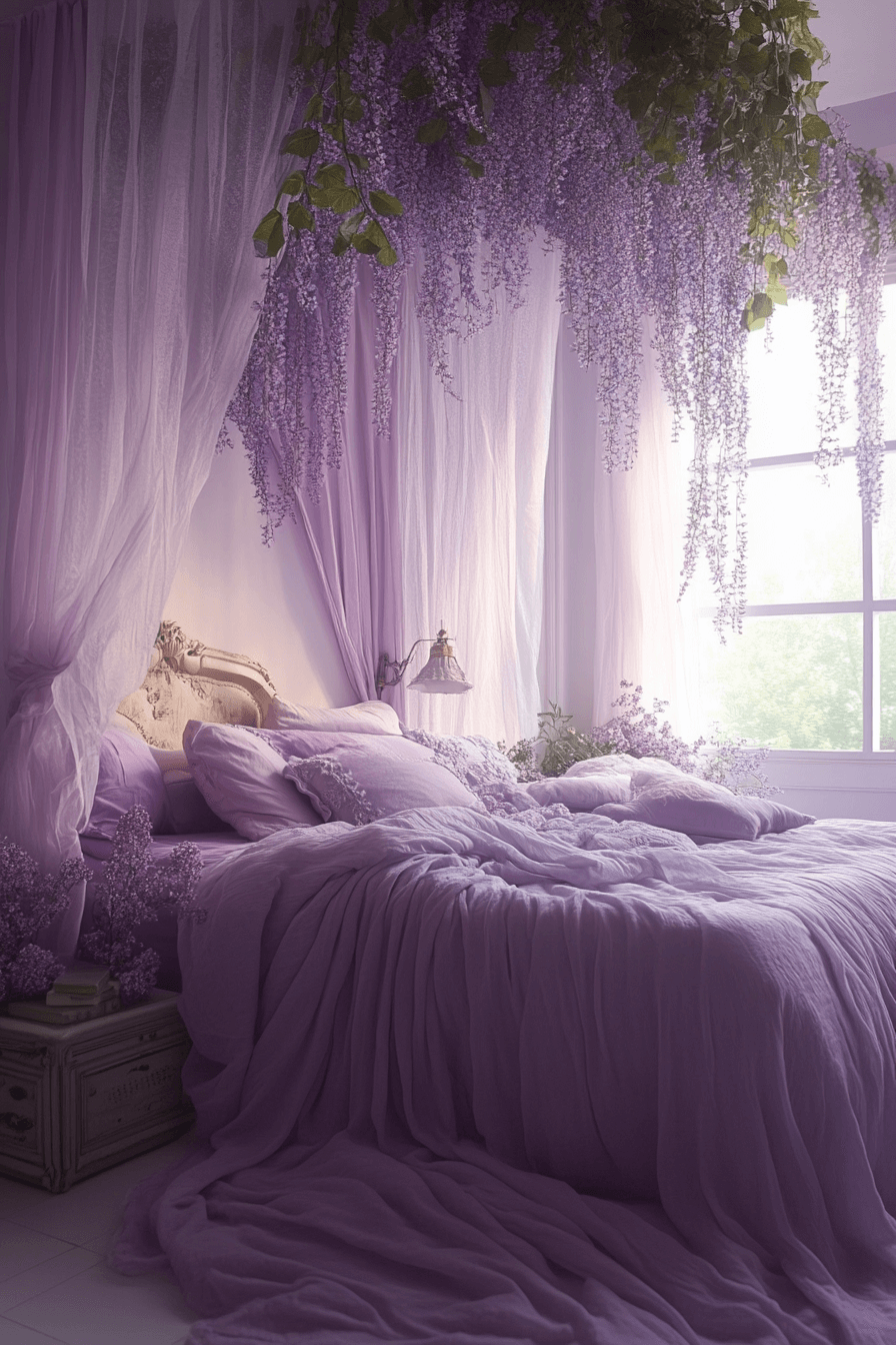 16+ Purple Bedrooms That Balance Bold Color With Relaxing Vibes 20 Wisteria Dream Room