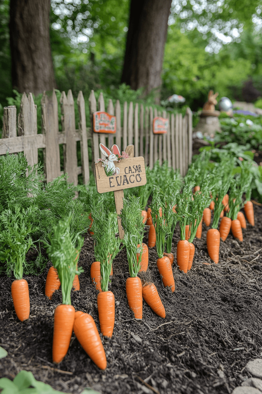23+ Easter Yard Decorations to Create a Bright and Colorful Display 21 Carrot Patch Whimsy