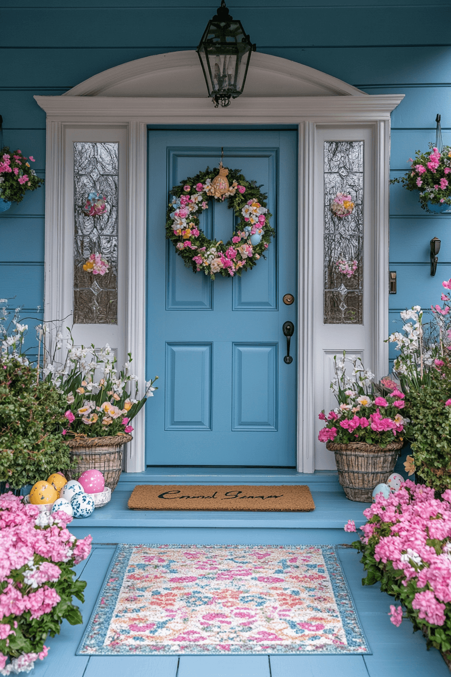 21+ Easter Decor Ideas for a Bright and Cheerful Celebration 21 Front Porch Easter Welcome