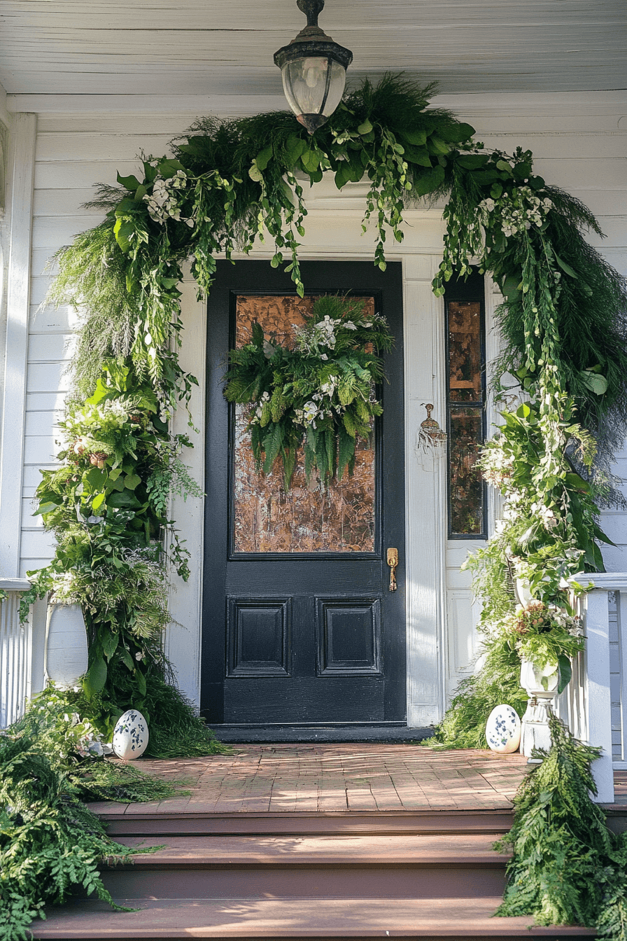 23+ Easter Porch Decor Inspiration That Captures the Spirit of Spring 21 Greenery Swag Delight