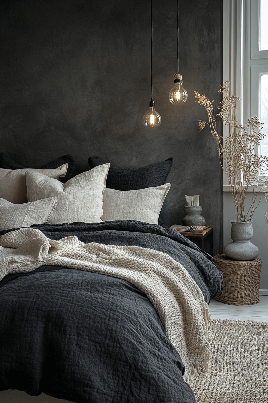 25+ Dark Boho Bedroom Inspiration for a Dreamy Night’s Retreat 22 Graphite Inner Soul