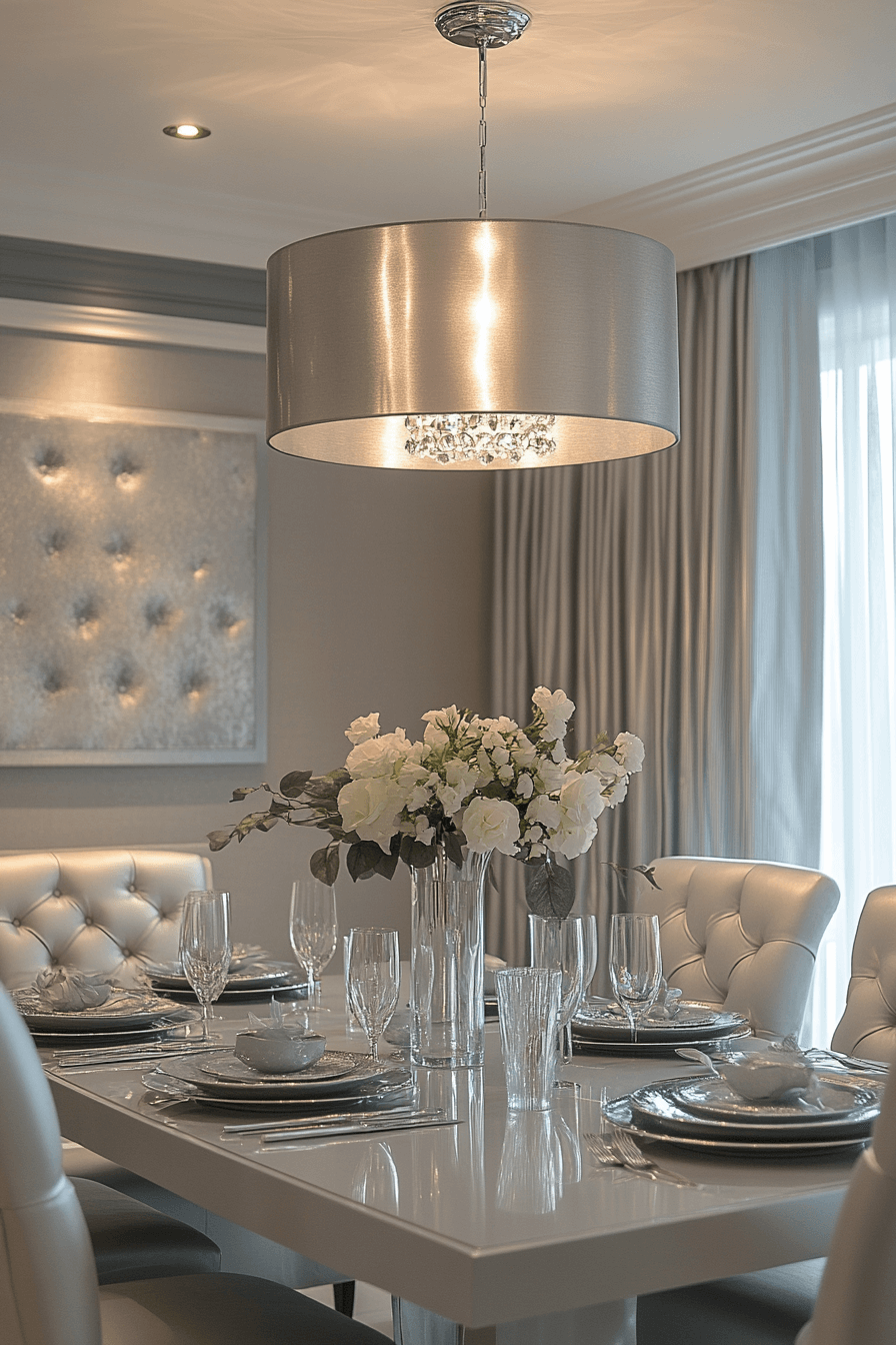 25+ Luxury Dining Room Inspiration for a Dreamy Holiday Setting 22 Polished Platinum Accent