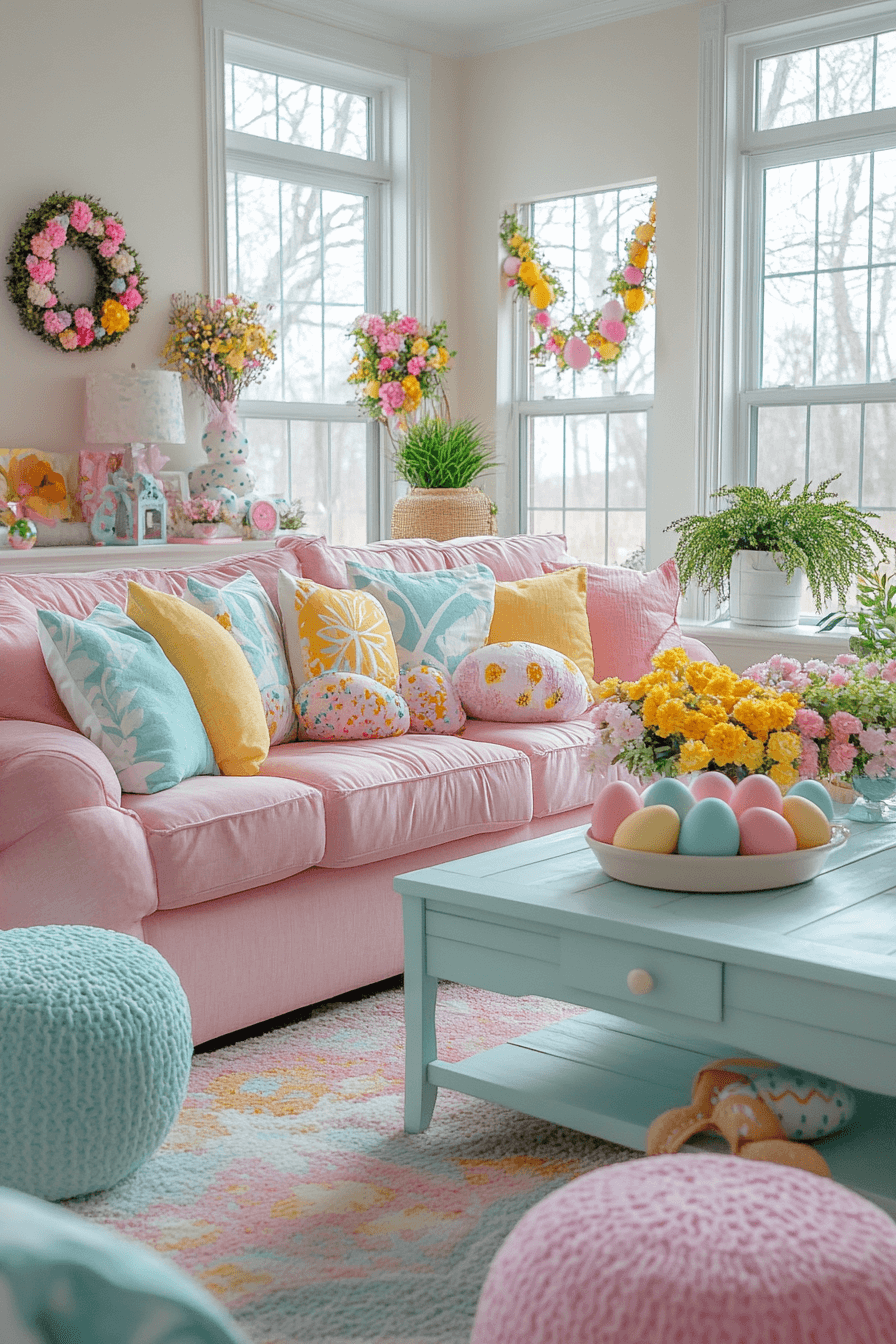 20+ Easter Living Room Decor That Works Beautifully on Any Budget 23 Candy Color Happiness