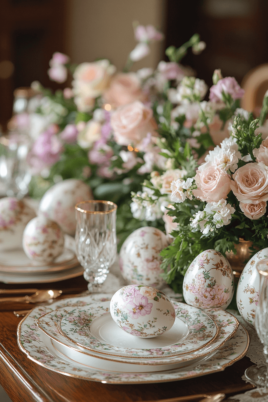 24+ Easter Table Decorations That Make Guests Feel Truly Welcome 23 Floral Egg Blends