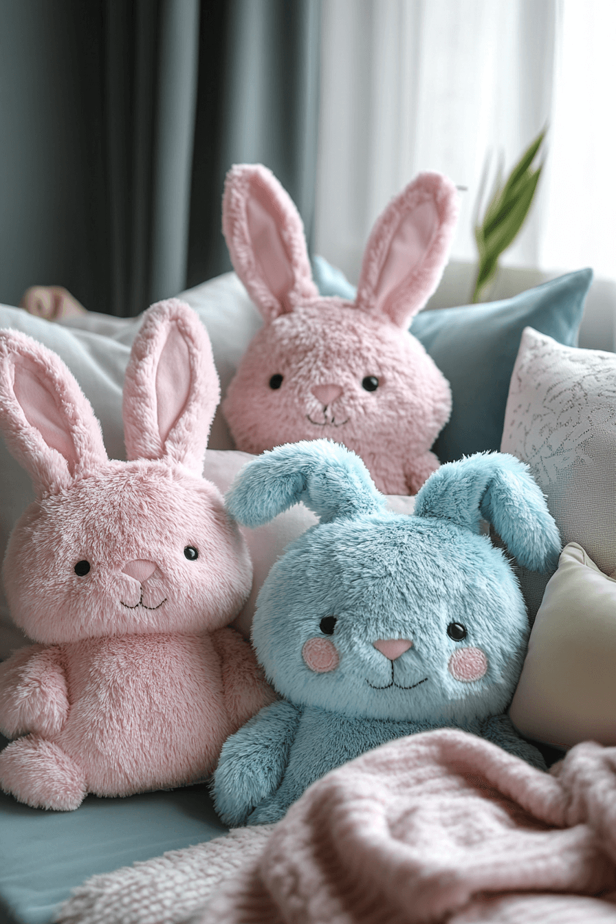 20+ Easter Living Room Decor That Works Beautifully on Any Budget 24 Bunny Pillow Pop