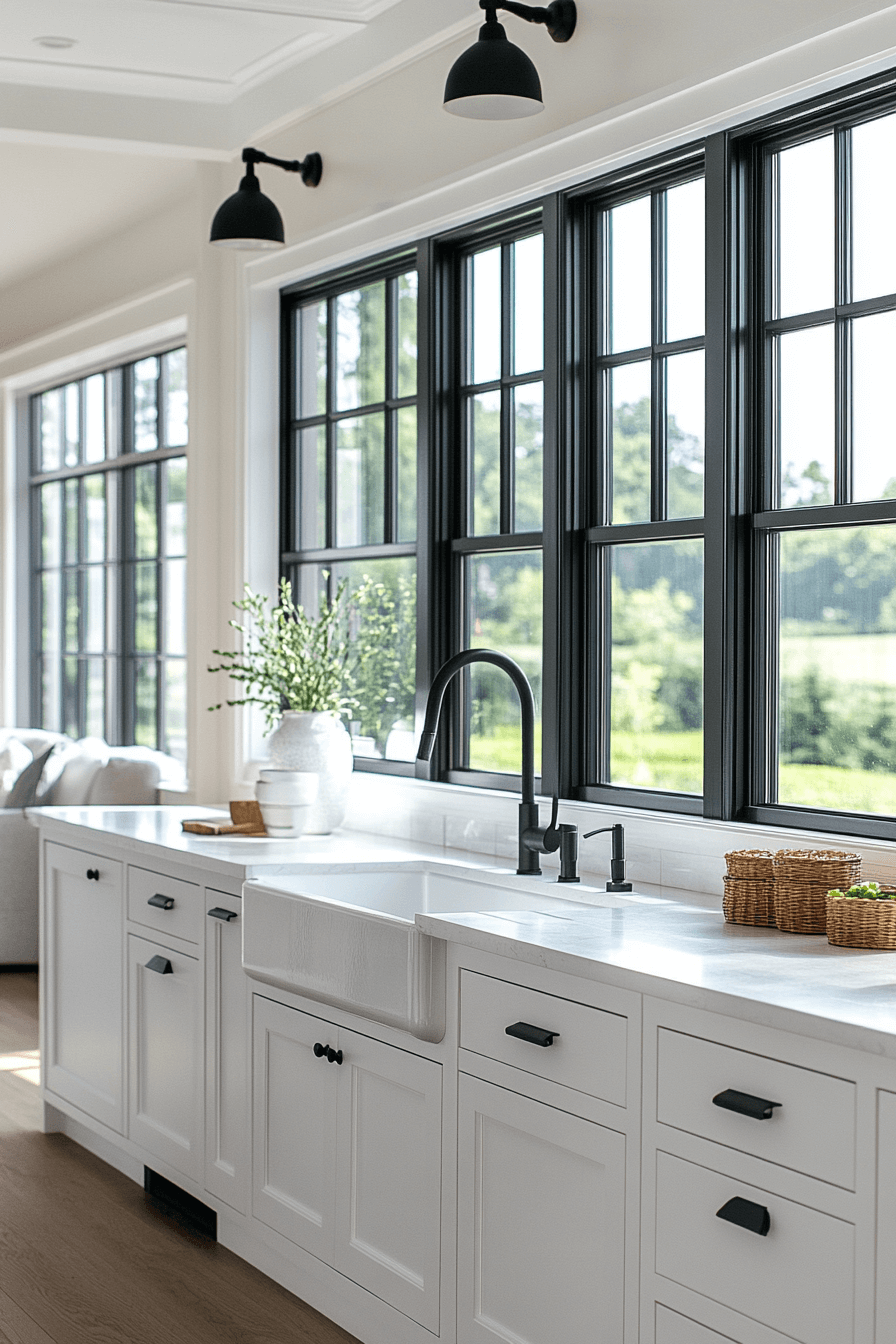 24+ Black and White Modern Kitchen Ideas That Spark Everyday Inspiration 24 Modern Black Window Frames For A Sleek Kitchen Look