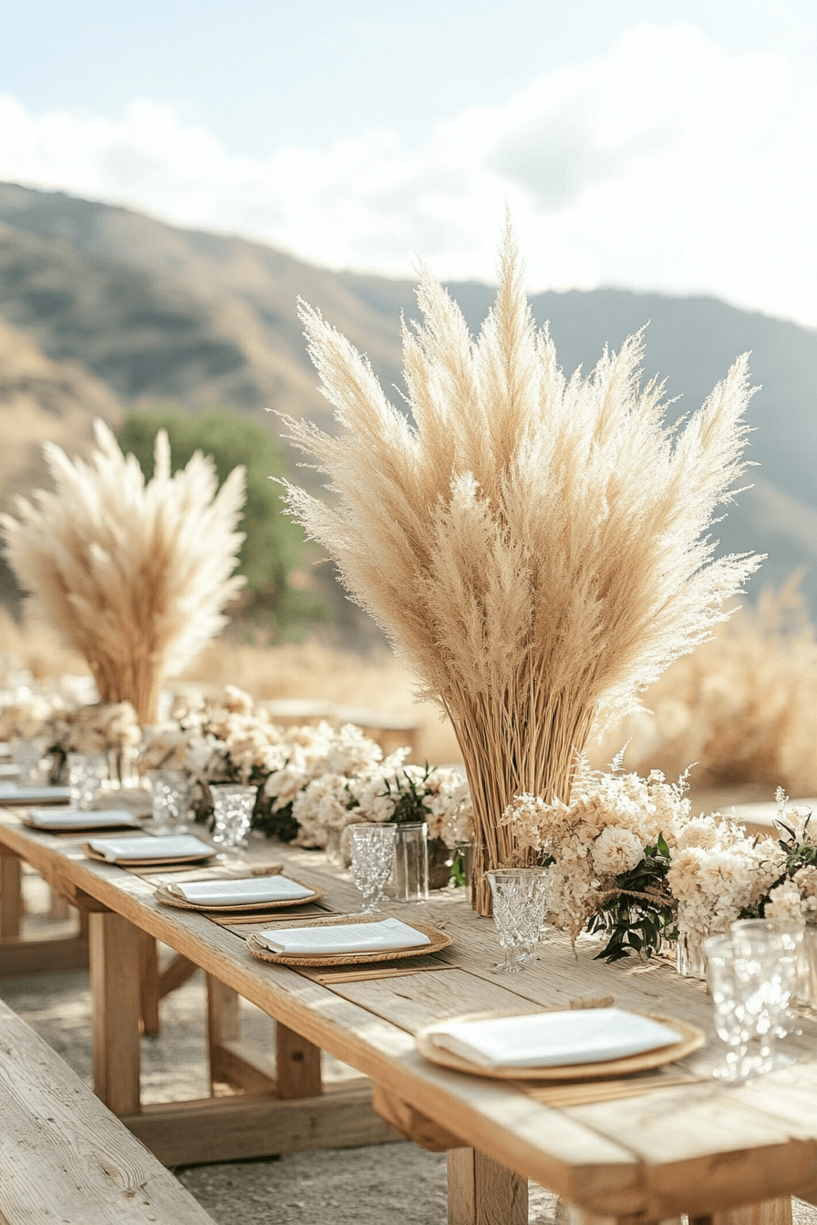 28+ Boho Wedding Designs That Balance Rustic and Chic 24 Pampas Beauty