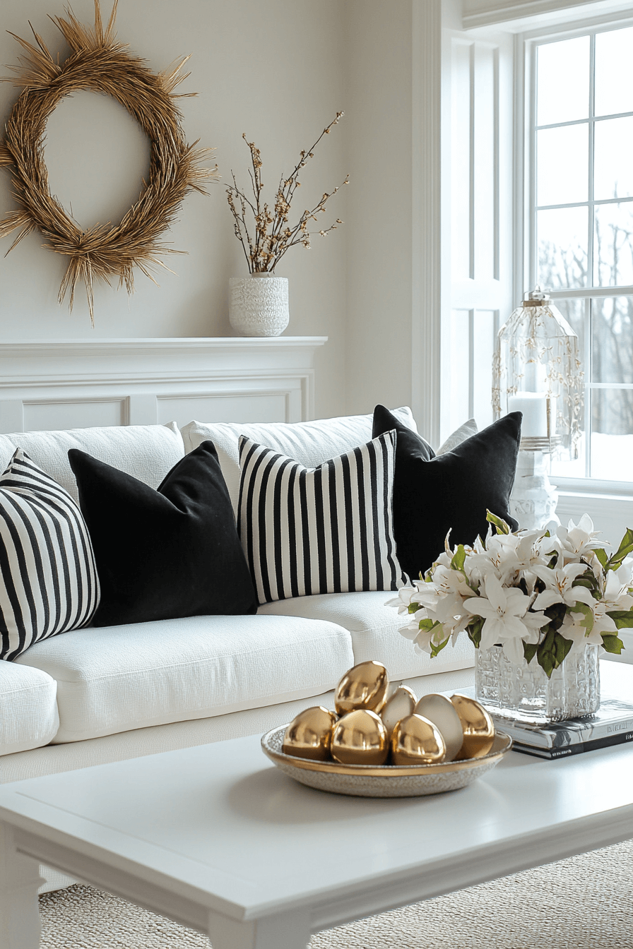 20+ Easter Living Room Decor That Works Beautifully on Any Budget 25 Black White Easter Edge