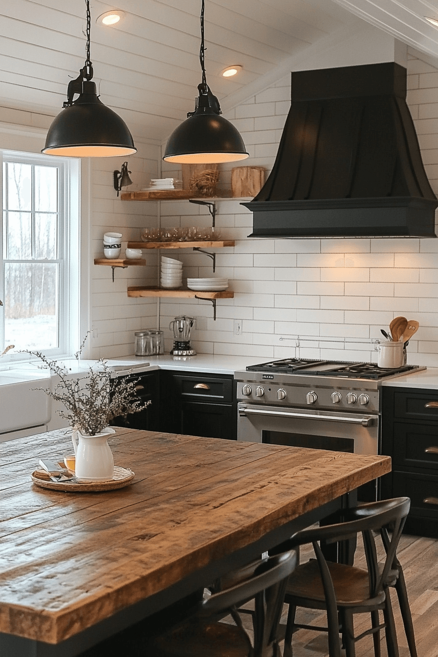 24+ Black and White Modern Kitchen Ideas That Spark Everyday Inspiration 25 Farmhouse Charm Meets Black And White Modern Style