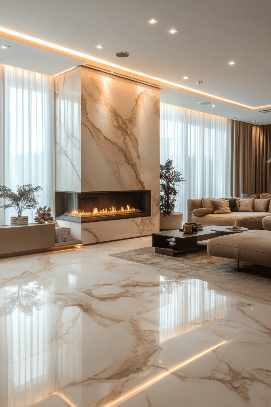 24+ Modern Fireplace Ideas to Create a Stunning Focal Point 25 Marble Charm