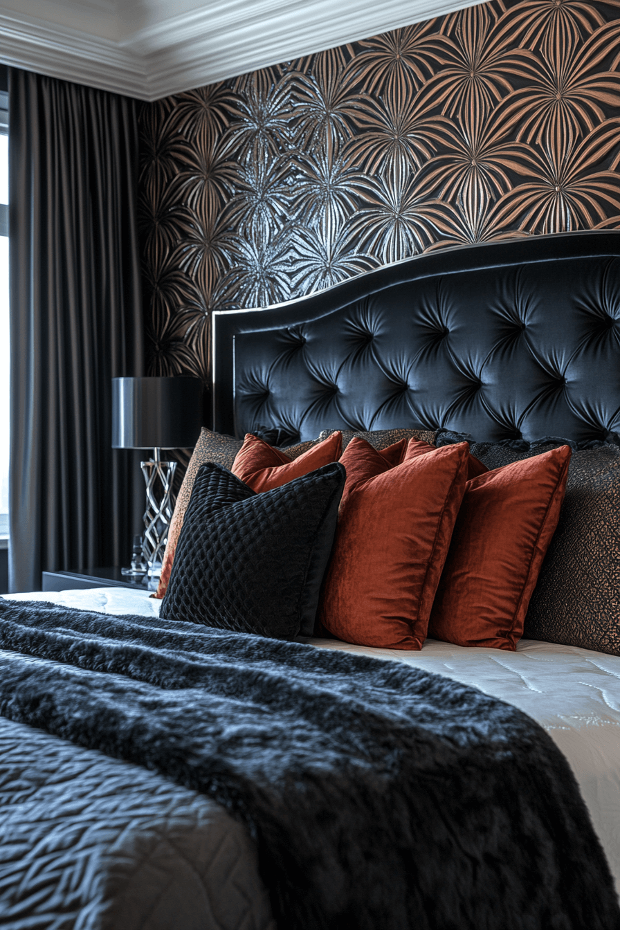 25+ Romantic Bedroom Ideas for a Budget-Friendly Romantic Makeover 26 Art Deco Romance Sanctuary