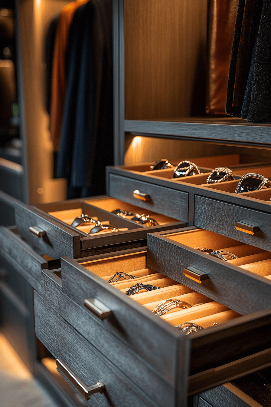 27+ Luxury Closets Design Ideas Perfect for Modern Homes 27 Custom Jewelry Drawer Closet