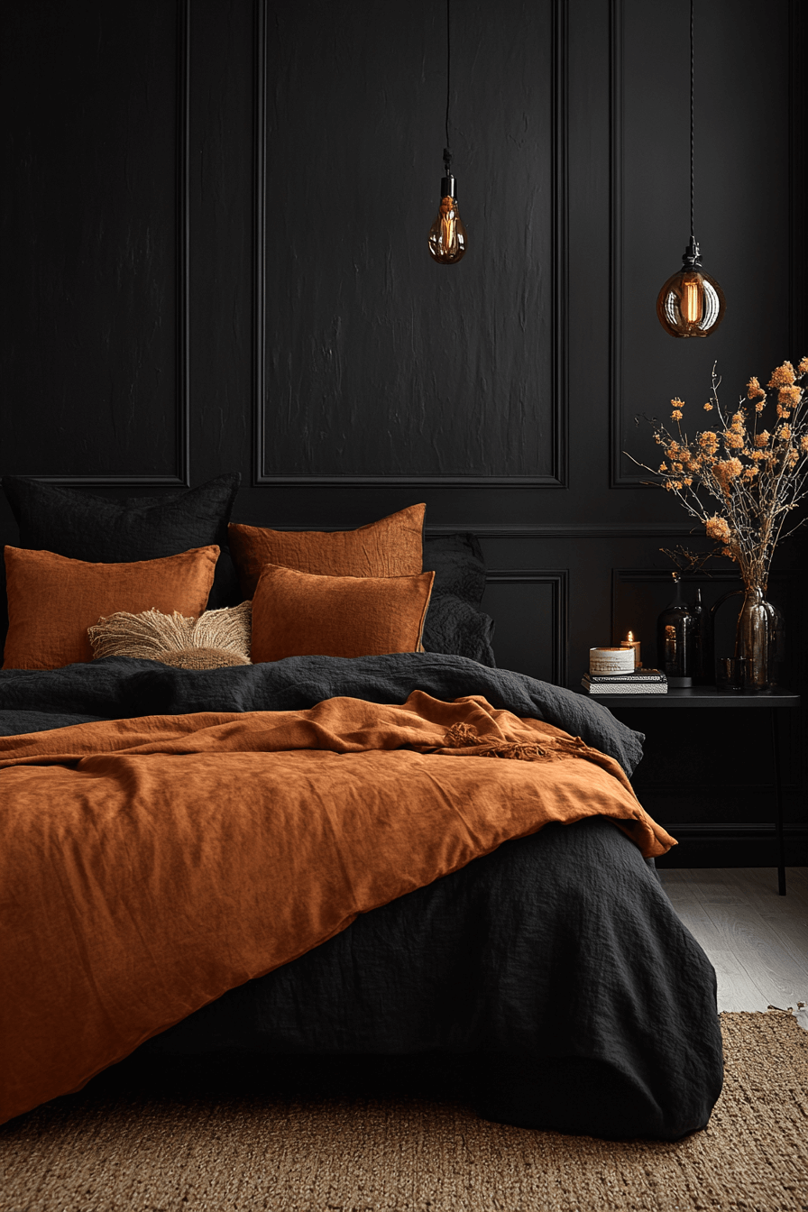 25+ Dark Boho Bedroom Inspiration for a Dreamy Night’s Retreat 28 Warm Obsidian Glow