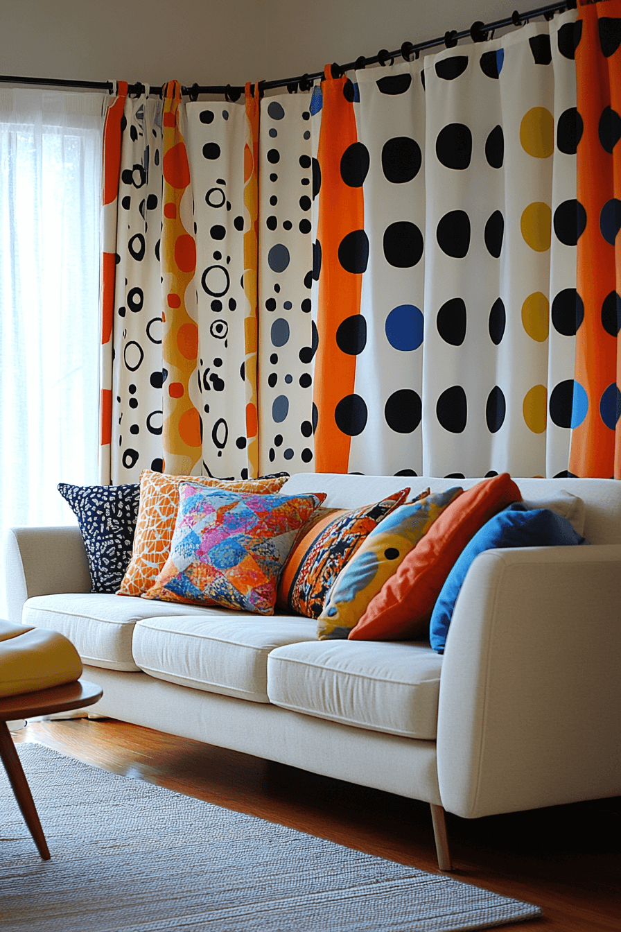 17+ Curtains Ideas for Living Room That Highlight Natural Light Perfectly 3 Bold Geometric Glam