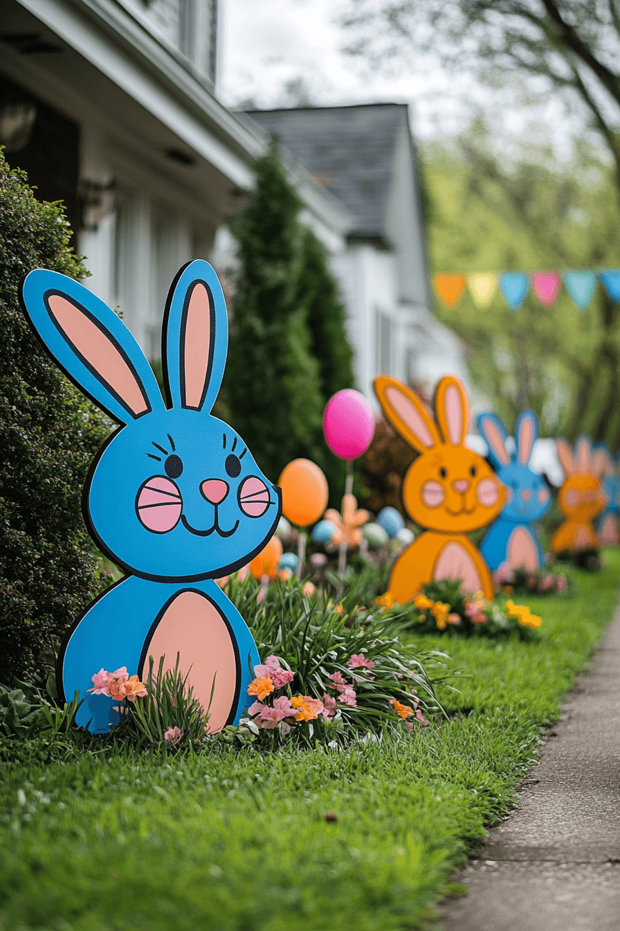 23+ Easter Yard Decorations to Create a Bright and Colorful Display 3 Diy Bunny Welcome Signs