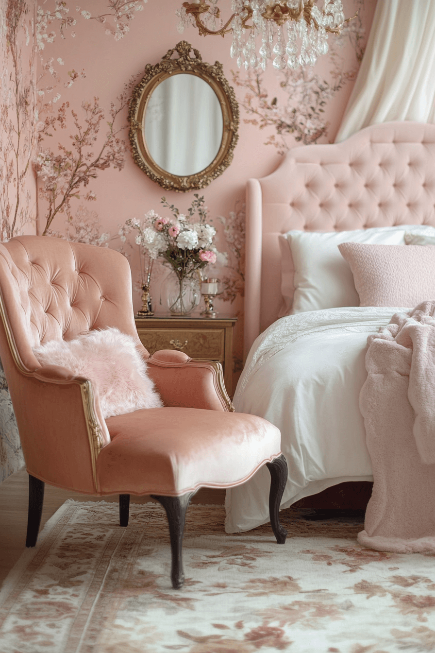 18+ Pink Bedroom Ideas for a Personalized and Beautiful Touch 3 Pink And Gold Elegance