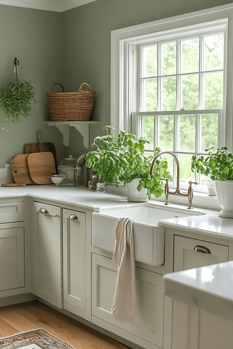 16+ Farmhouse Kitchen Paint Colors That Bring Warmth to Your Space 3 Serene Sage Escape