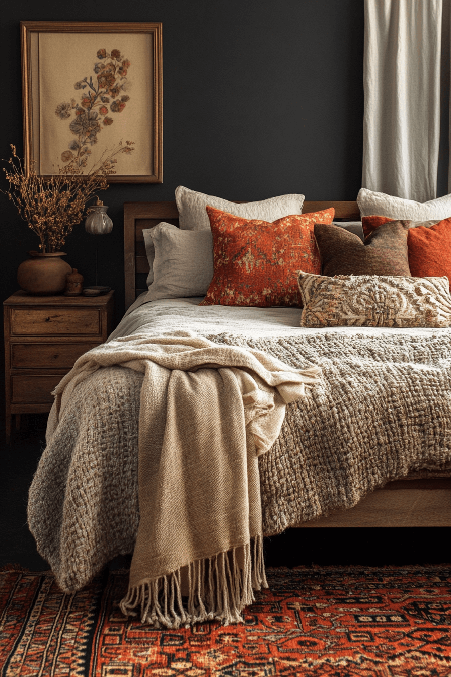 25+ Dark Boho Bedroom Inspiration for a Dreamy Night’s Retreat 3 Shadowed Nomad Path
