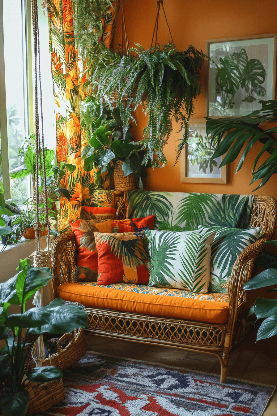 21+ Boho Maximalist Living Room Inspiration for a Bold Home Makeover 3 Tropical Boho Retreat