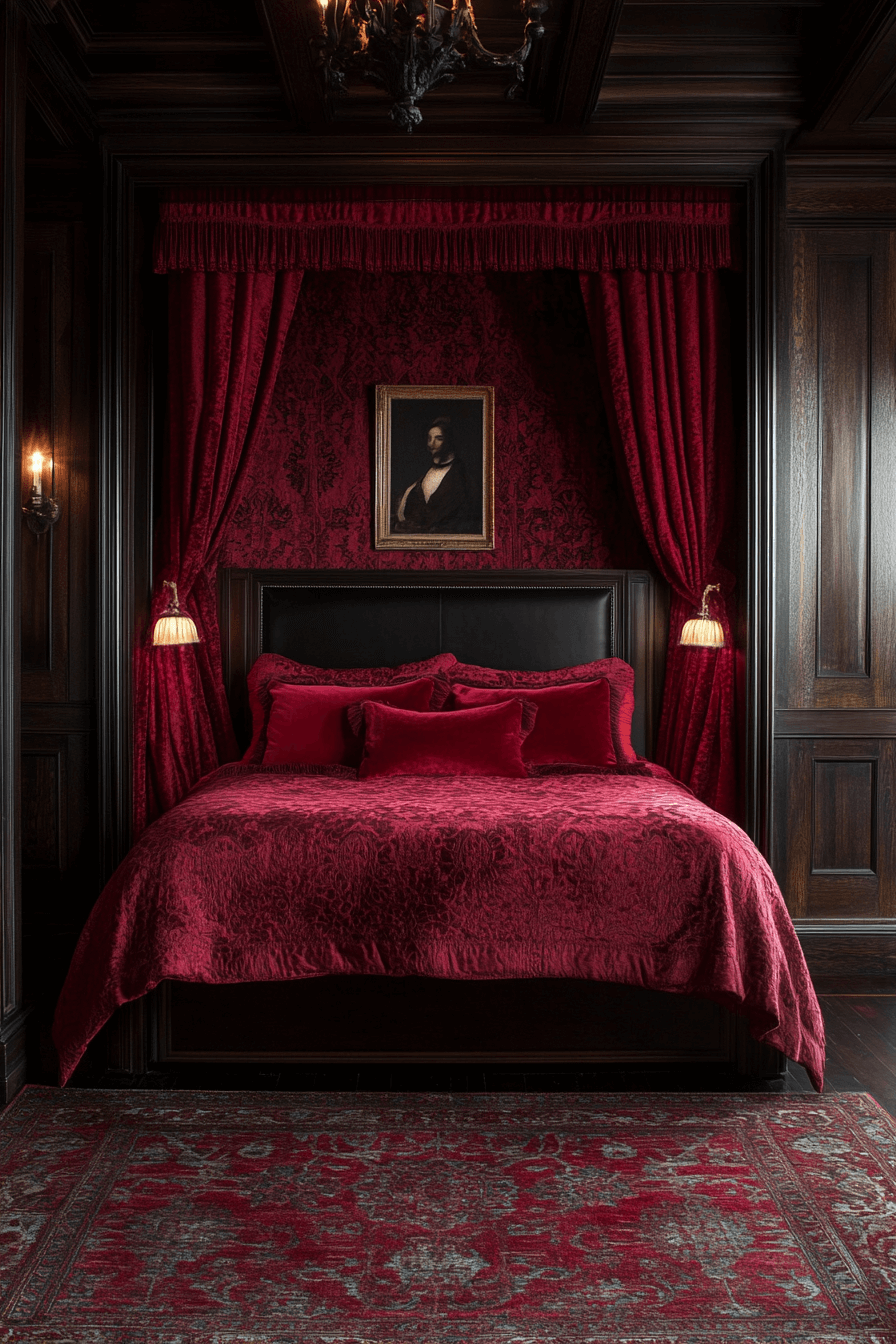 25+ Romantic Bedroom Ideas for a Budget-Friendly Romantic Makeover 4 Crimson Passion Sanctuary