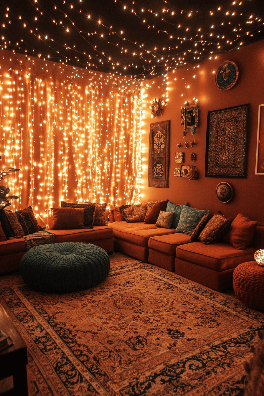 18+ Cozy Lighting Living Room Inspirations That Brighten Every Mood 4 Fairy Lights For Whimsical Cozy Lighting Living Room