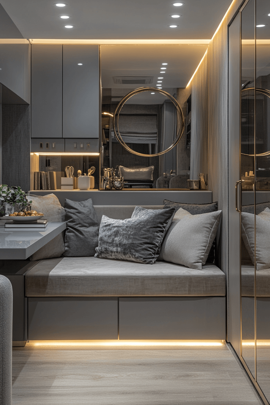 28+ Studio Apartment Ideas That Transform Simple Spaces with Ease 4 Flowing Monochrome Style