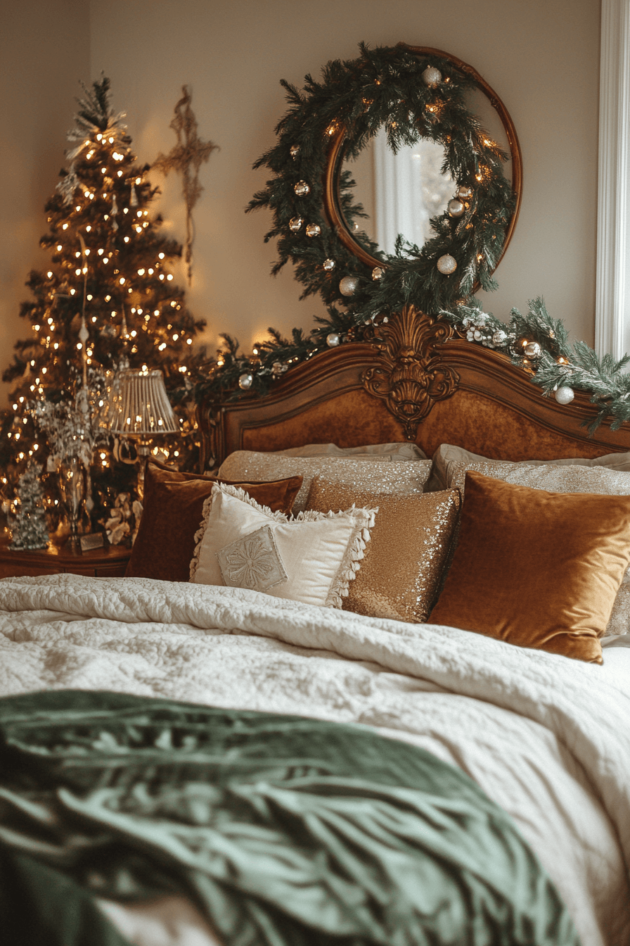 17+ Vintage Christmas Decor Ideas That Bring Nostalgic Charm Home 4 Glamorous Bedroom Retreat