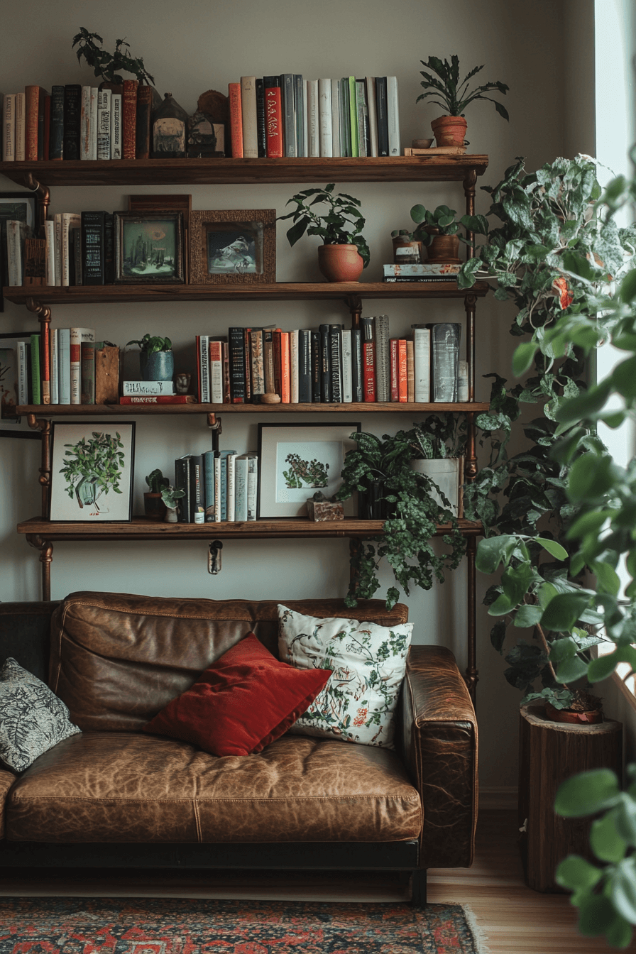 15+ Industrial Living Room Looks to Create a Chic Urban Vibe 4 Pipe Shelves Living Room