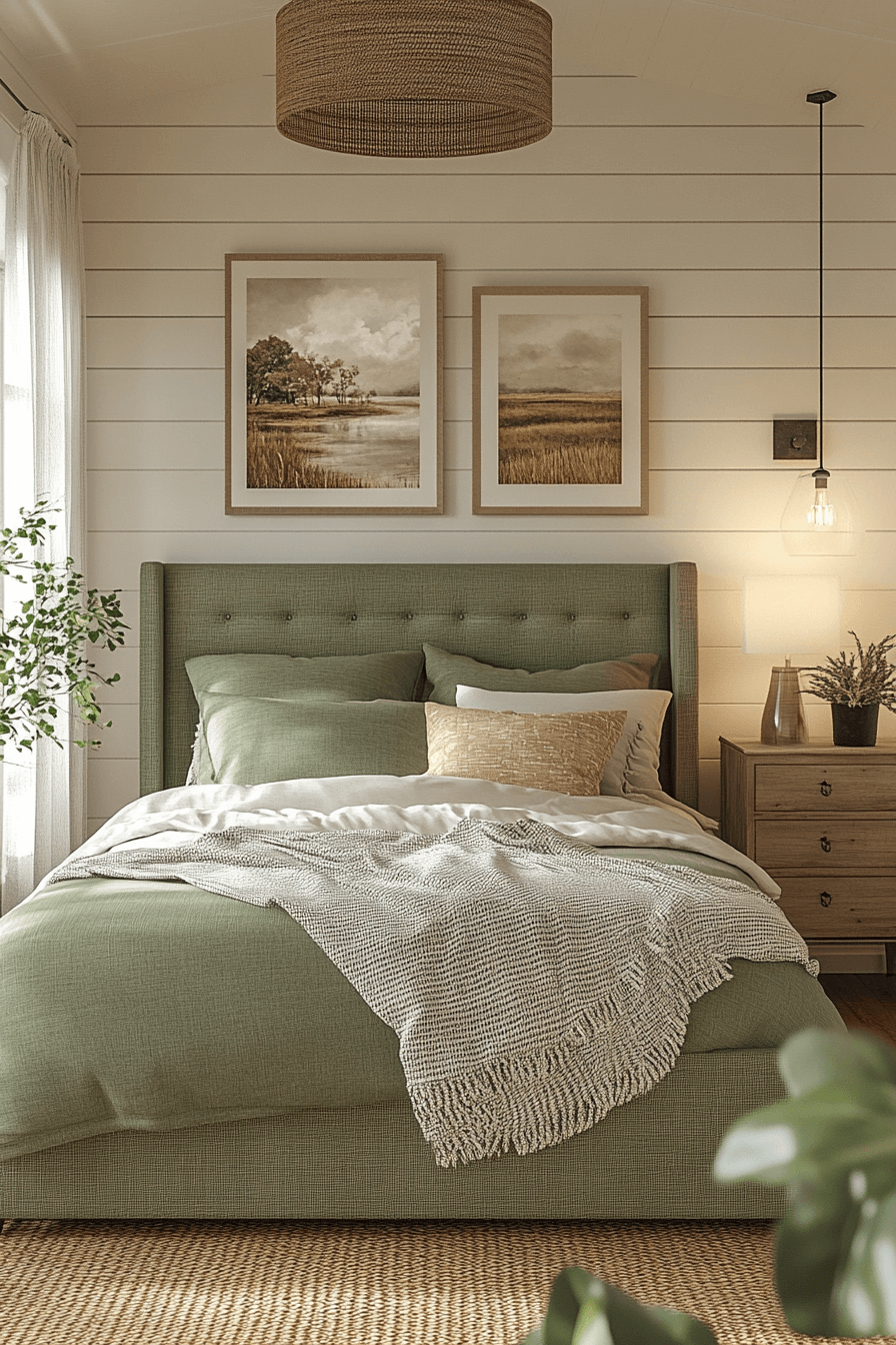 18+ Sage Green Farmhouse Bedroom Ideas to Inspire a Peaceful Atmosphere 4 Sage Green Contemporary Blend