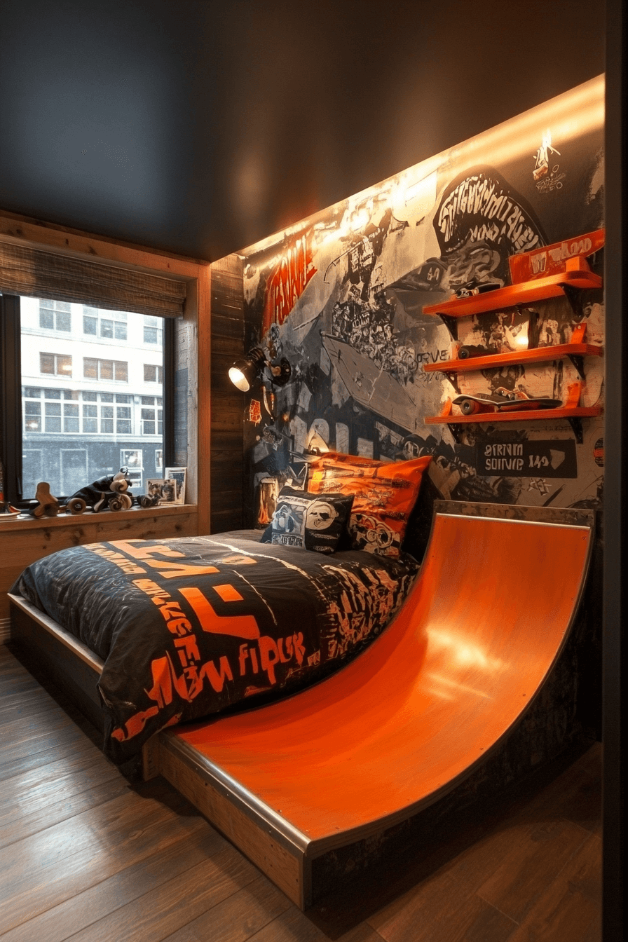 15+ Street Style Room Ideas That Bring Urban Energy Into Your Home 4 Skate Inspired Teen Hangout