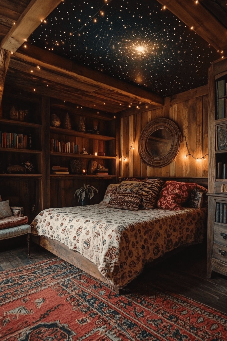 15+ Rustic Boho Witchy Bedroom Looks That Add Personality and Charm 4 Starlight Dream Space