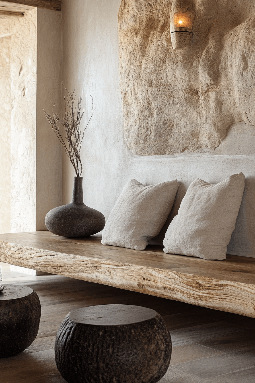 19+ Wabi Sabi Living Room Designs for a Home Full of Serenity and Style 4 Stone Story Space