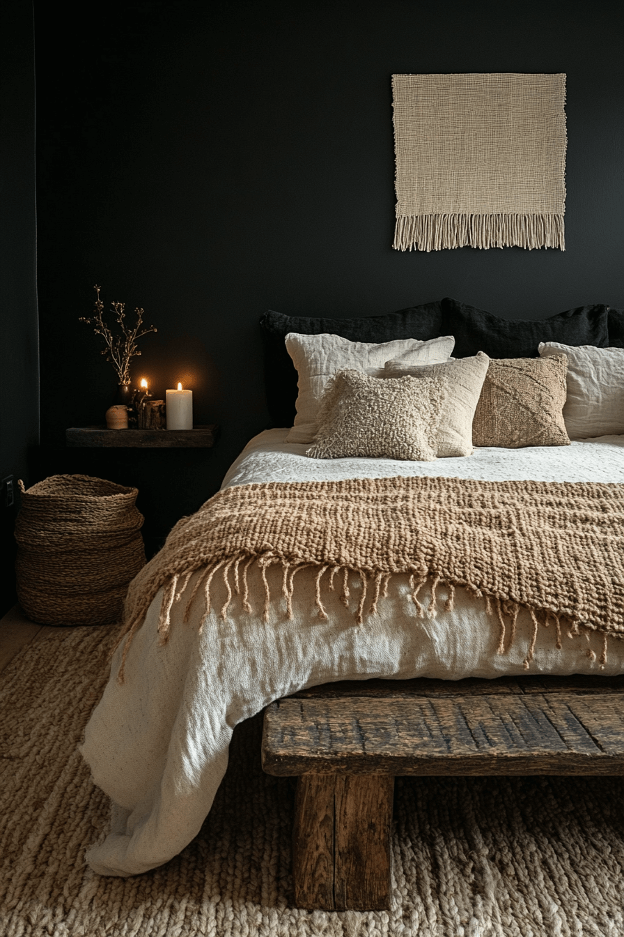 25+ Dark Boho Bedroom Inspiration for a Dreamy Night’s Retreat 5 Deeply Textured Look