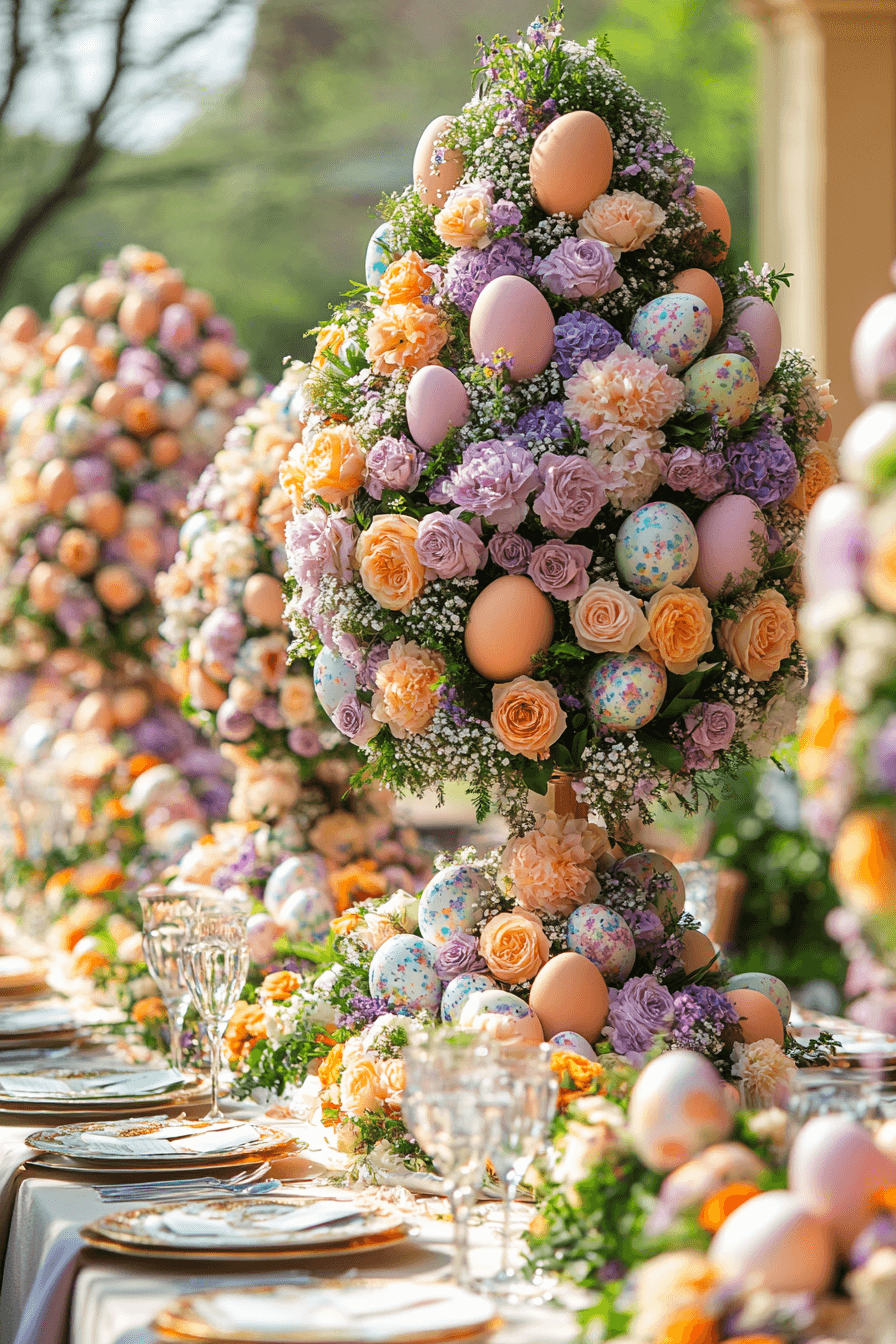 23+ Easter Yard Decorations to Create a Bright and Colorful Display 5 Floral Egg Topiary Magic