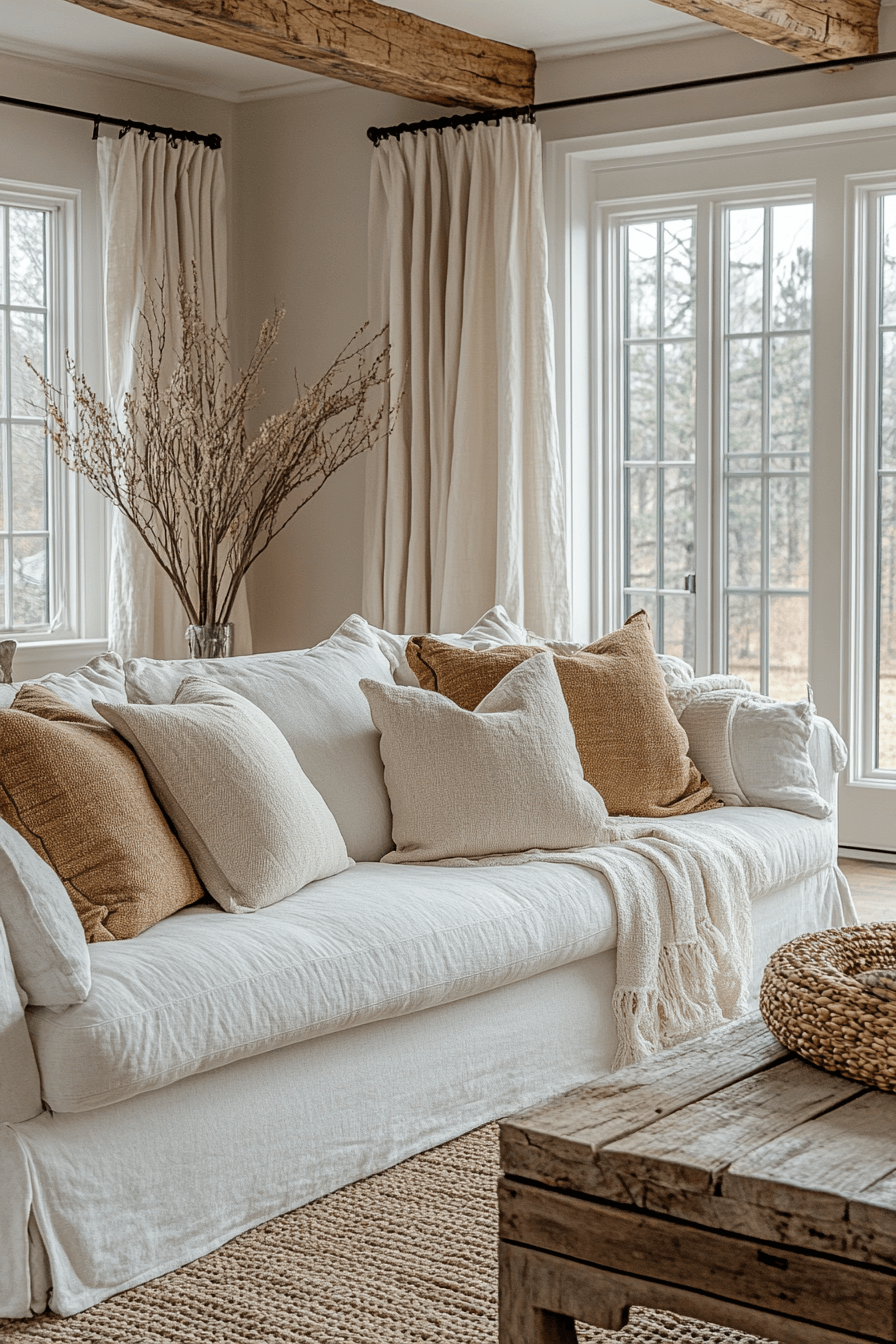 26+ Modern Boho Living Room Inspiration for a Warm and Inviting Vibe 5 Linen Touches