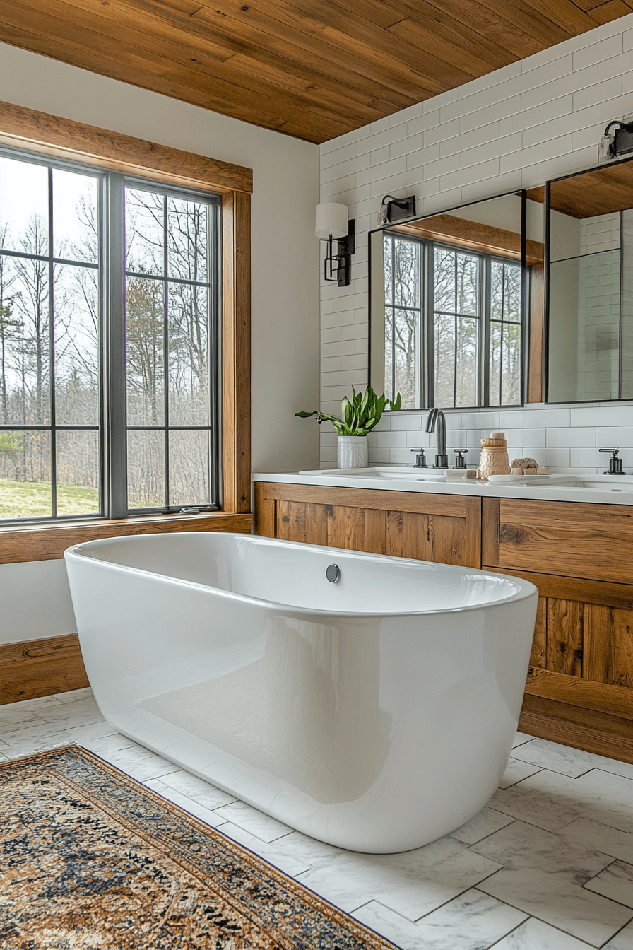 18+ Modern Farmhouse Interior Looks Perfect for Everyday Elegance 5 Luxury Modern Farmhouse Bathroom