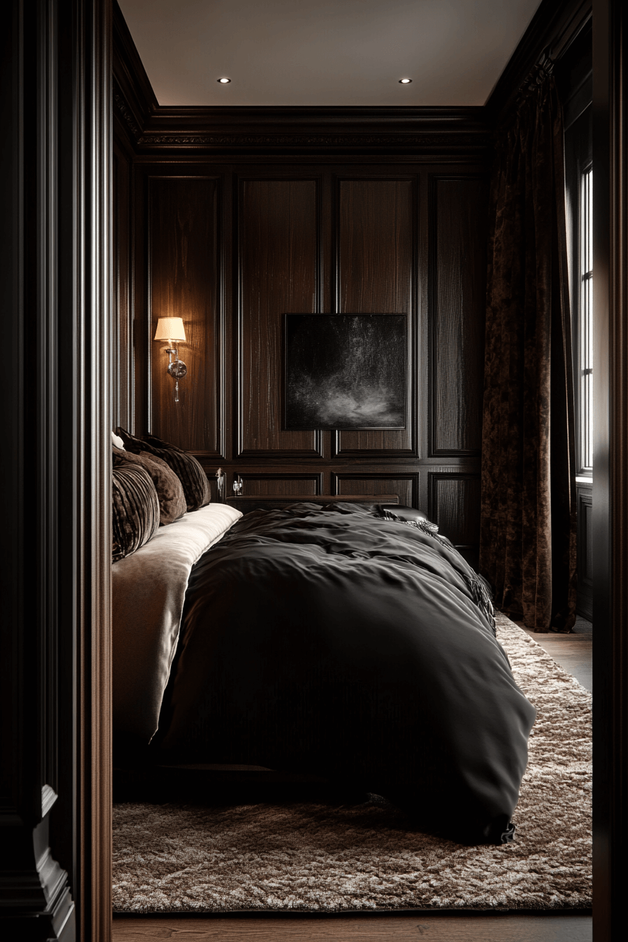 22+ Dark Feminine Bedroom Ideas for a Modern and Alluring Makeover 5 Noir Elegance